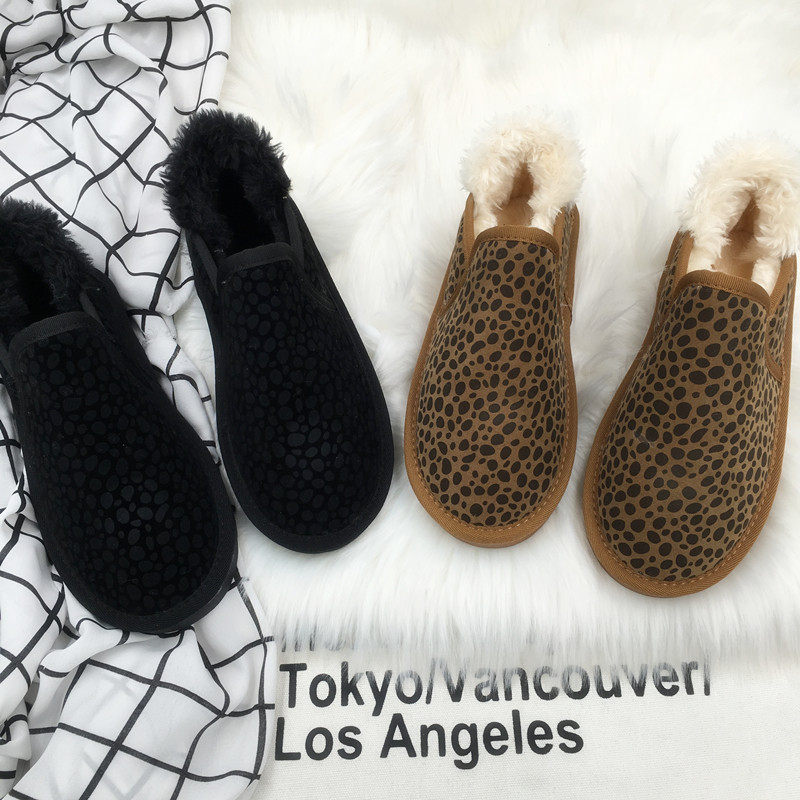 2019 winter new pattern Harajuku Lazy man bread Leopard Cotton-padded shoes A pedal Plush student keep warm Snow bootsin the Women's Shoes, Low shoes  category - from Buy2taobao.com to provide professional Taobao agent buy service