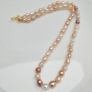 淡水珍珠项链苏州产地强光亮丽个性随意张扬五彩光泽明丽孤品