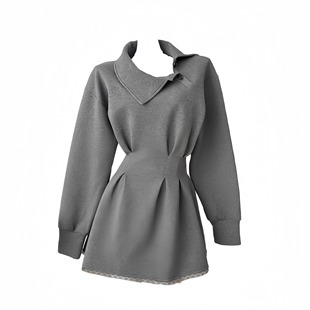 现货绯闻女孩辣妹斜肩翻领长袖收腰卫衣裙短裙秋冬连衣裙女装裙子