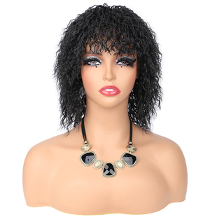 欧美外贸假发男女通用化纤蓬松刘海短卷发头套Afro hair punk wig