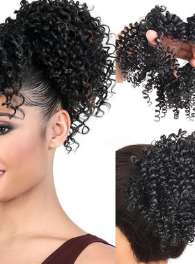 外贸螺丝卷非洲小卷女士假发圈马尾假发圈kinky curl Ponytail