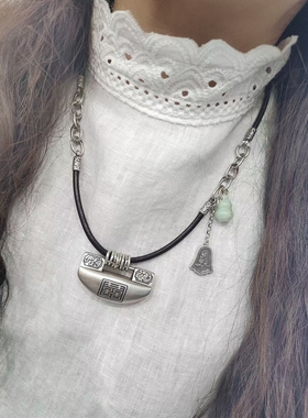 925纯银复古时尚简约风潮高级感项链手工银（直播间询价）