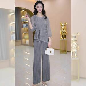 2026新款春季贵太太优雅套装女秋季洋气显瘦减龄阔腿裤两件套
