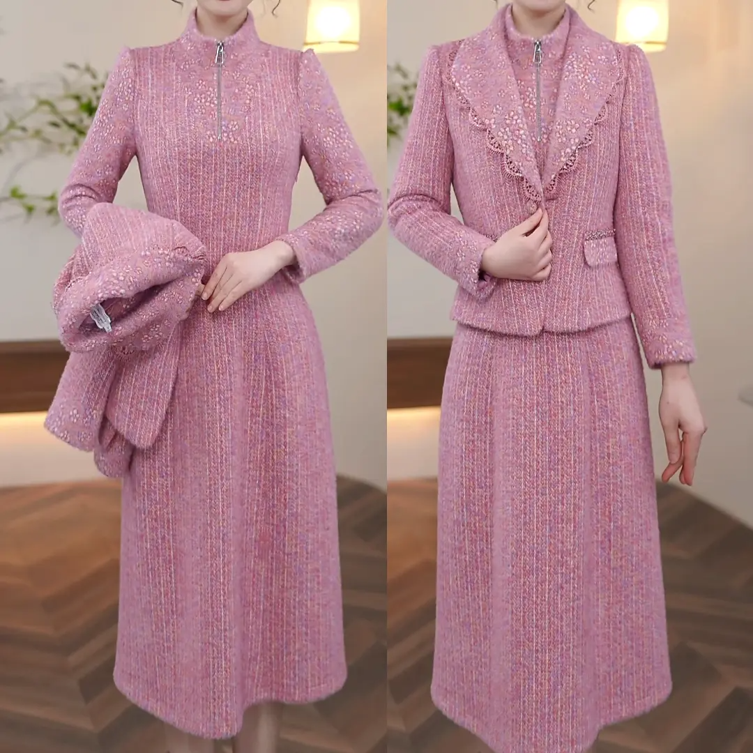 2025冬季小香风外套+连衣裙修身显瘦气质时尚优雅端庄百搭两件套,女装/女士精品,连衣裙,淘宝优惠券,粉丝福利购,淘宝优惠卷