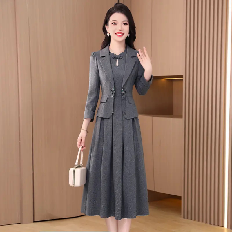 新中式西装+连衣裙套装女士春季新款两件套气质洋气通勤套装裙