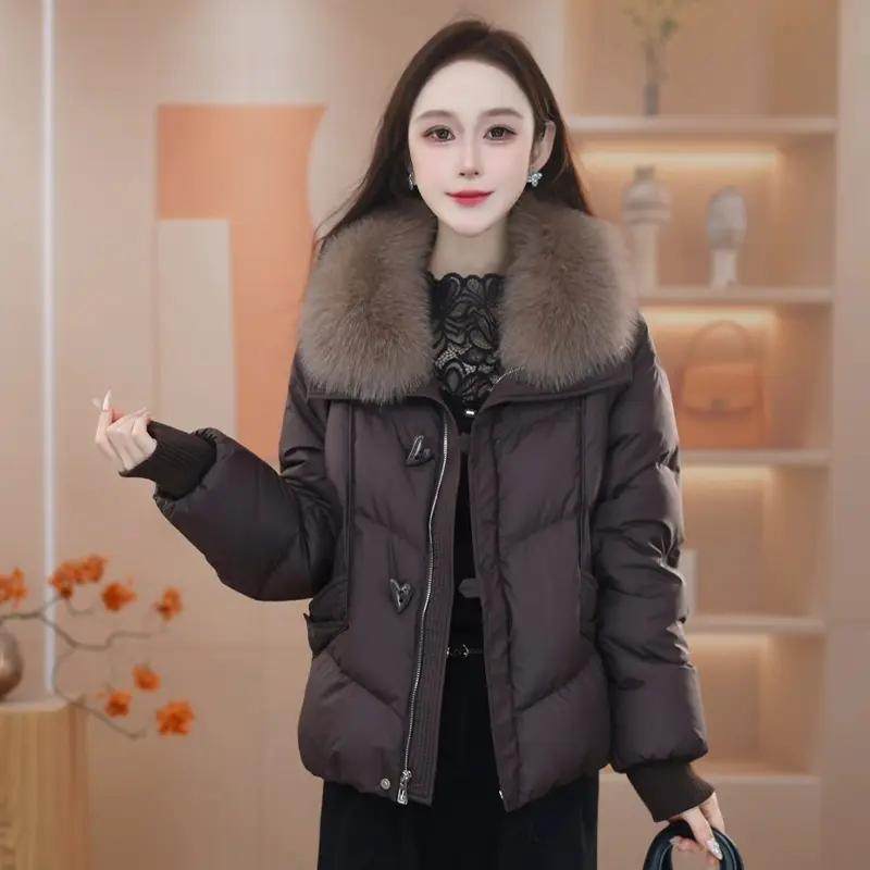 大毛领短款羽绒服女士加厚保暖小个子冬季2025新款时尚气质外套