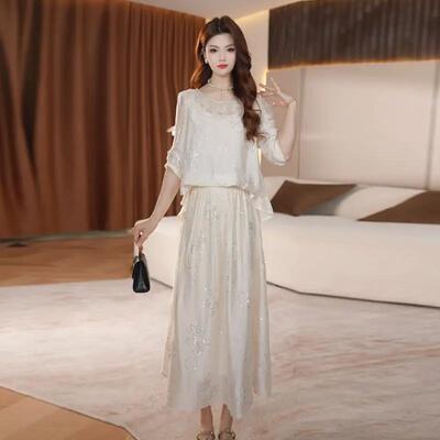 优雅蕾丝两件套显瘦小个子连衣裙