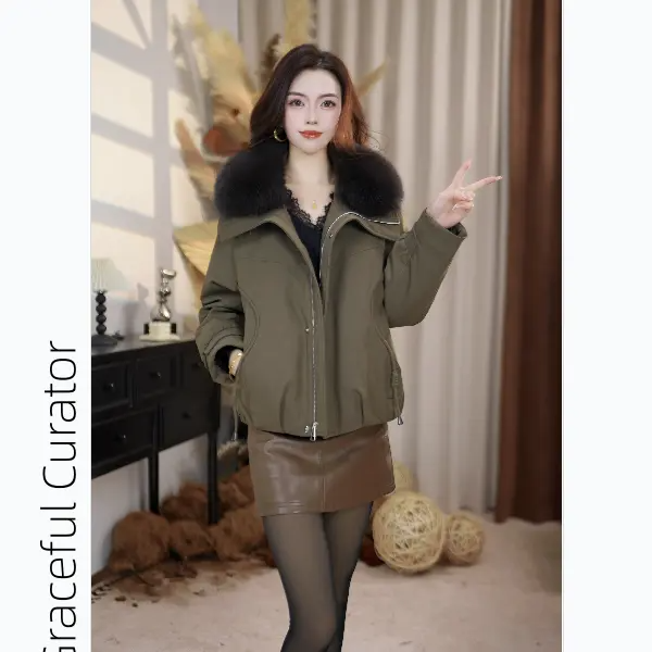 狐狸大毛领羽绒服女士2026新款冬季短款羽绒服高级感小个子外套