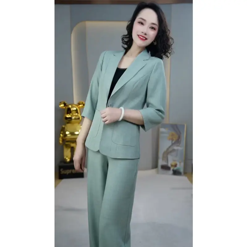 轻职风西装上衣+裤子套装女士春季新款气质显瘦减龄两件套女装