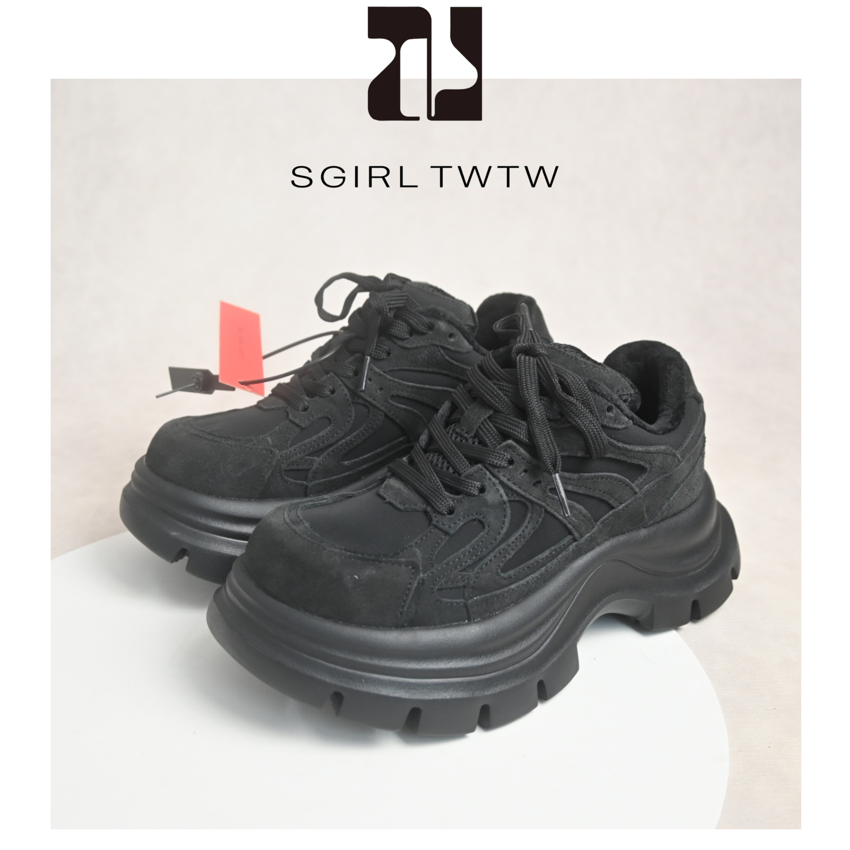 SGIRLTWTW反毛皮二棉厚底老爹鞋