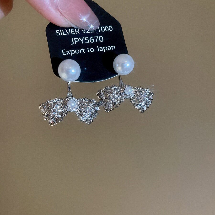 心动告白~蝴蝶结珍珠耳钉轻奢高级感耳环清新甜美百搭耳饰14