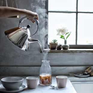 北欧电磁炉咖啡泡茶壶 进口意大利ALESSI 高档不锈钢明火烧水壶