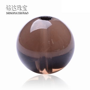 天然烟晶圆珠茶水晶单颗半成品散珠DIY饰品配件材料 散珠配件一颗