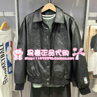 杰克琼斯NBA联名波士顿凯尔特棉衣刺绣翻领宽松外套225409024 E40