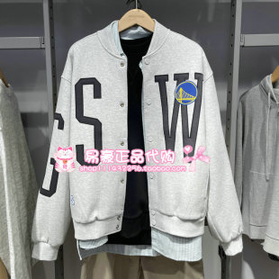 杰克琼斯NBA联名金州勇士球队夹克宽松棒球领外套 G41 226121070