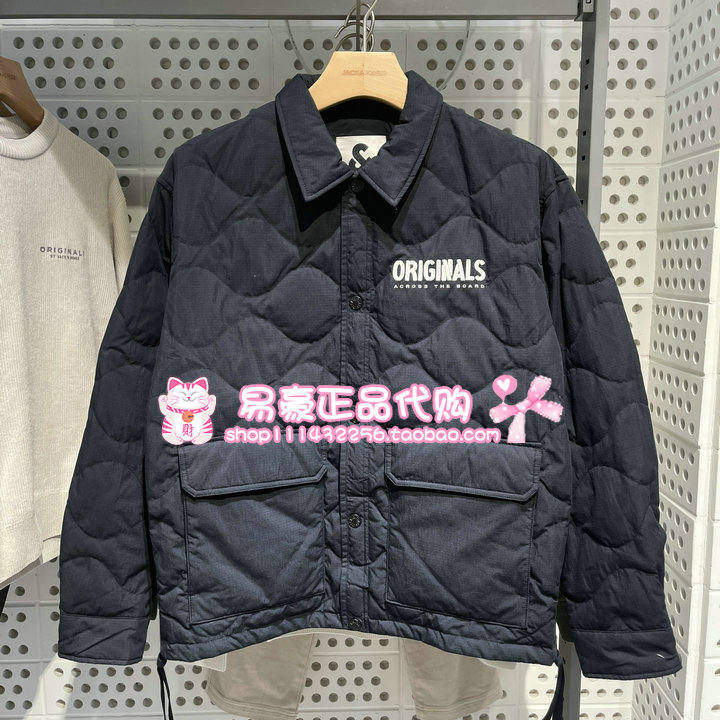 杰克琼斯羽绒服外套宽松摁扣字母装饰时尚百搭舒适上衣 225423033