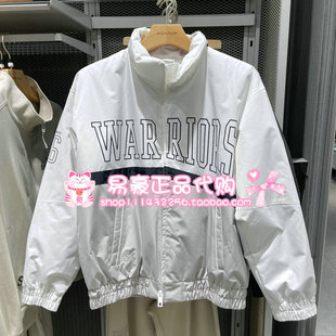 杰克琼斯NBA联名勇士队男装冬季羽绒服立领拼色外套 225423012