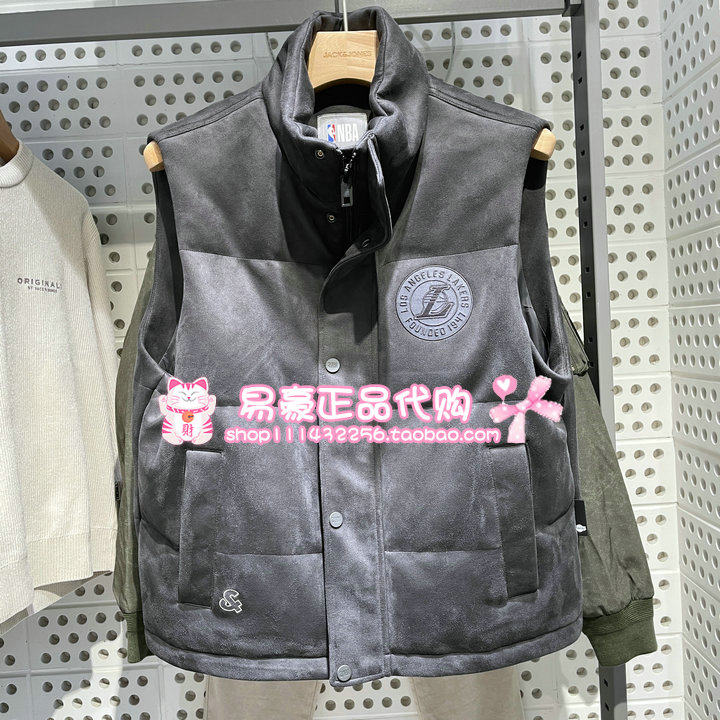 杰克琼斯NBA联名湖人队马甲刺绣羽绒226134003  225434001 E44