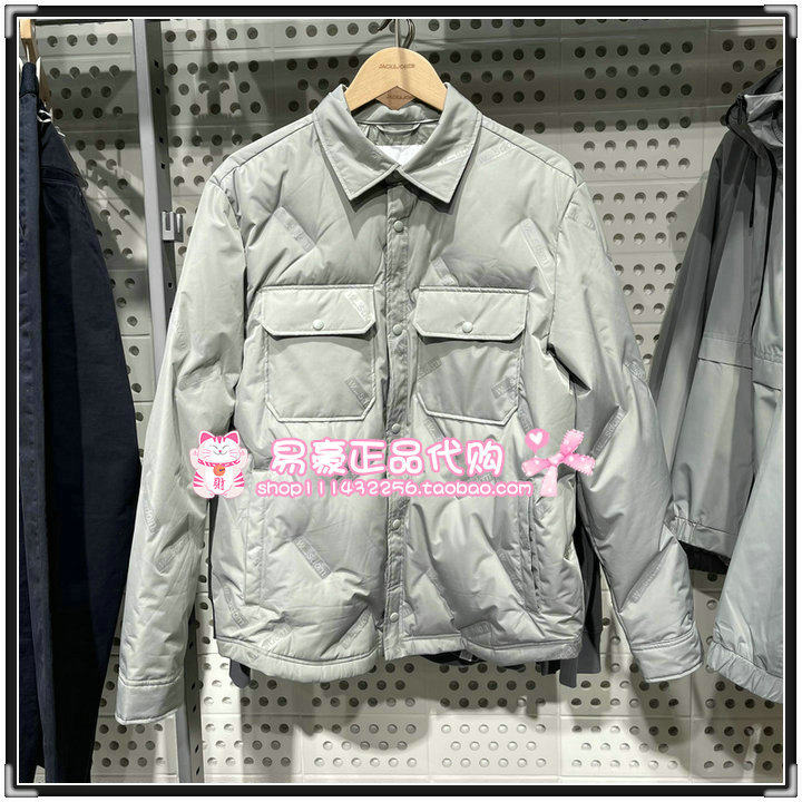 杰克琼斯轻薄款字母灰鸭绒羽绒服 223323001 E62 6909925346191