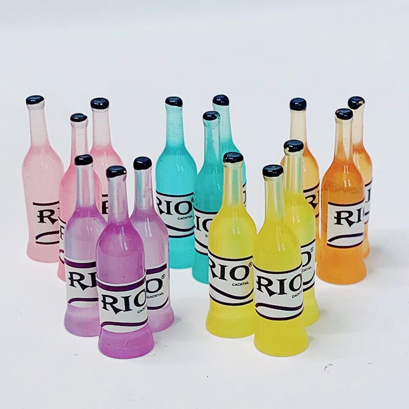 Diy树脂小酒瓶多色迷你仿真RiO饮料瓶儿童玩具耐玩过家家摆件