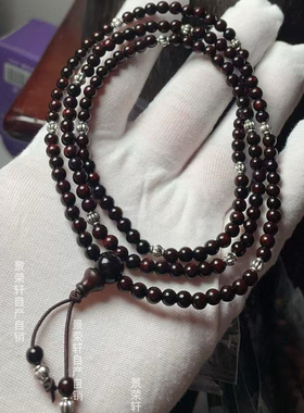 保真高油密天然印度小叶紫檀木生银女手串链小珠精致素雅多圈0.4