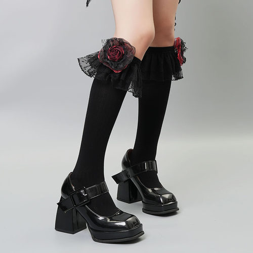 lolita千禧复古暗黑系甜酷小腿袜