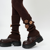 雪地靴袜套堆堆袜2025新款 冬美拉德复古针织保暖棕色腿套配靴子潮