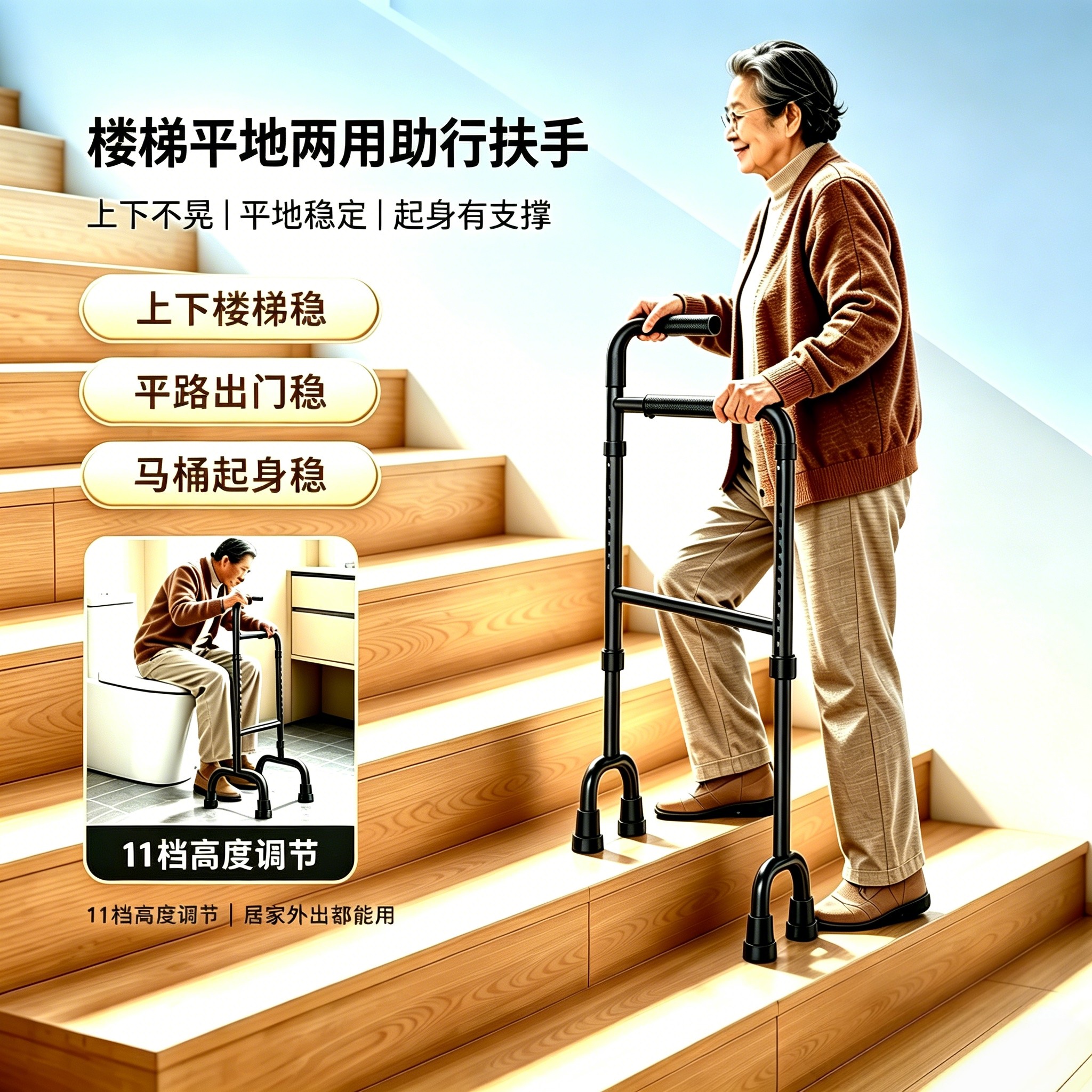 雅德老人助行器上楼起身两用