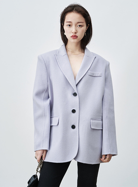 清仓不退/Rowi幻境2色系列双面呢西装式外套V领毛呢外套冬季