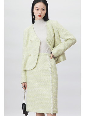 清仓不退/2折起Rowi/casa162 春然梨绿系列 V领不规则新型纽扣短