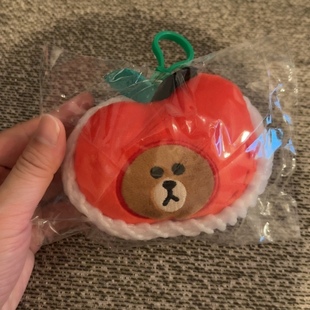 全新香港711布朗熊linefriends苹果造型毛绒挂件可爱卡通挂饰包包