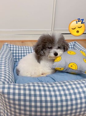 四季通用格子狗窝宠物可拆洗网红PU猫窝耐抓泰迪比熊中小型狗床