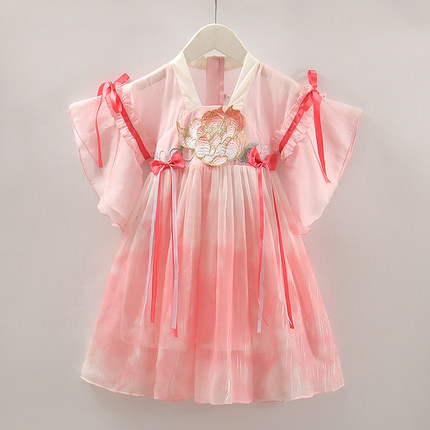 汉服女童连衣裙2023夏季新款儿童中国风古装小女孩高级感超仙裙子