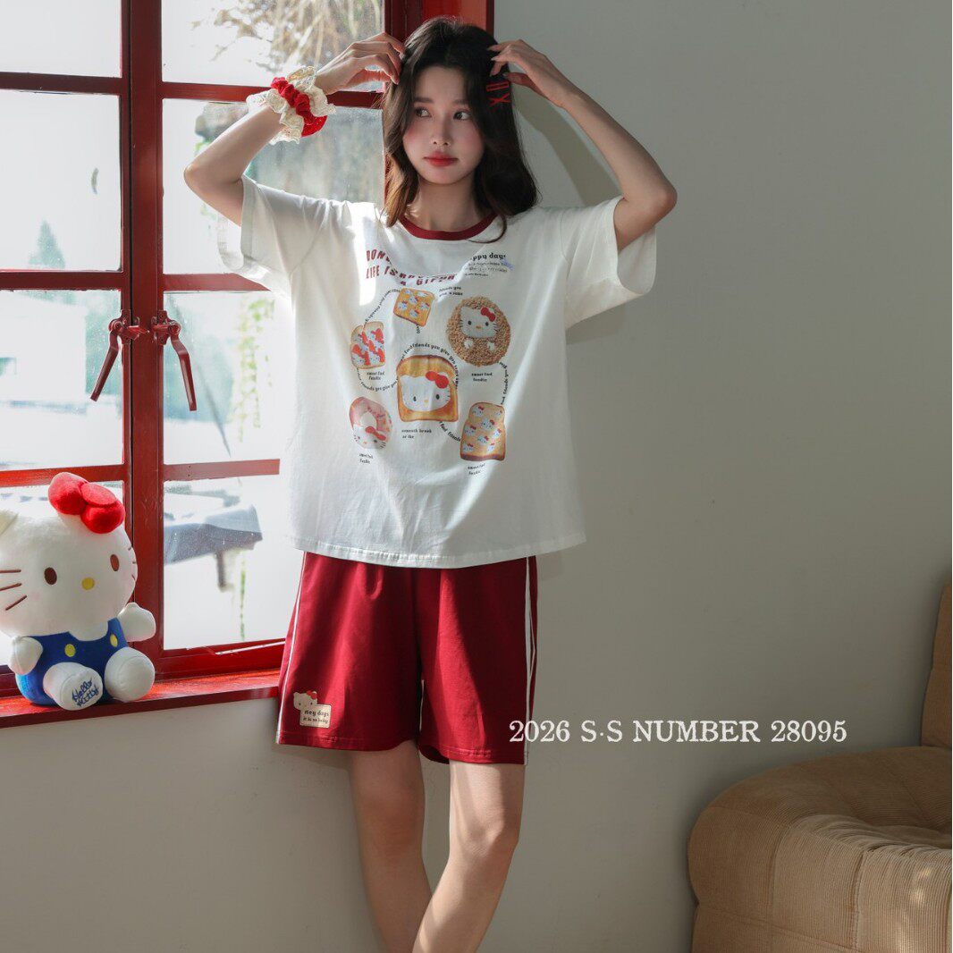 美芽草28095套装女士睡衣新款夏季女生家居服短袖短裤可外穿韩版