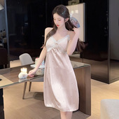 薇尔妮丝性感蕾丝吊带冰丝睡裙女夏季 纯欲睡衣带胸垫冰雪丝家居服