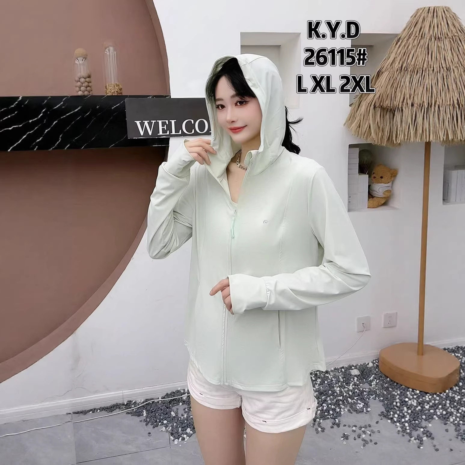 咔依蝶26115防晒衣新款户外透气连帽骑行徒步夏季防晒外套女士衣