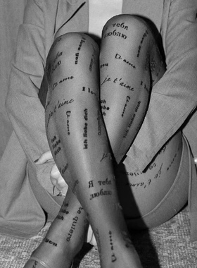 植绒女式丝袜黑ins打底袜字母我爱你超薄夏个性高弹力连裤丝袜