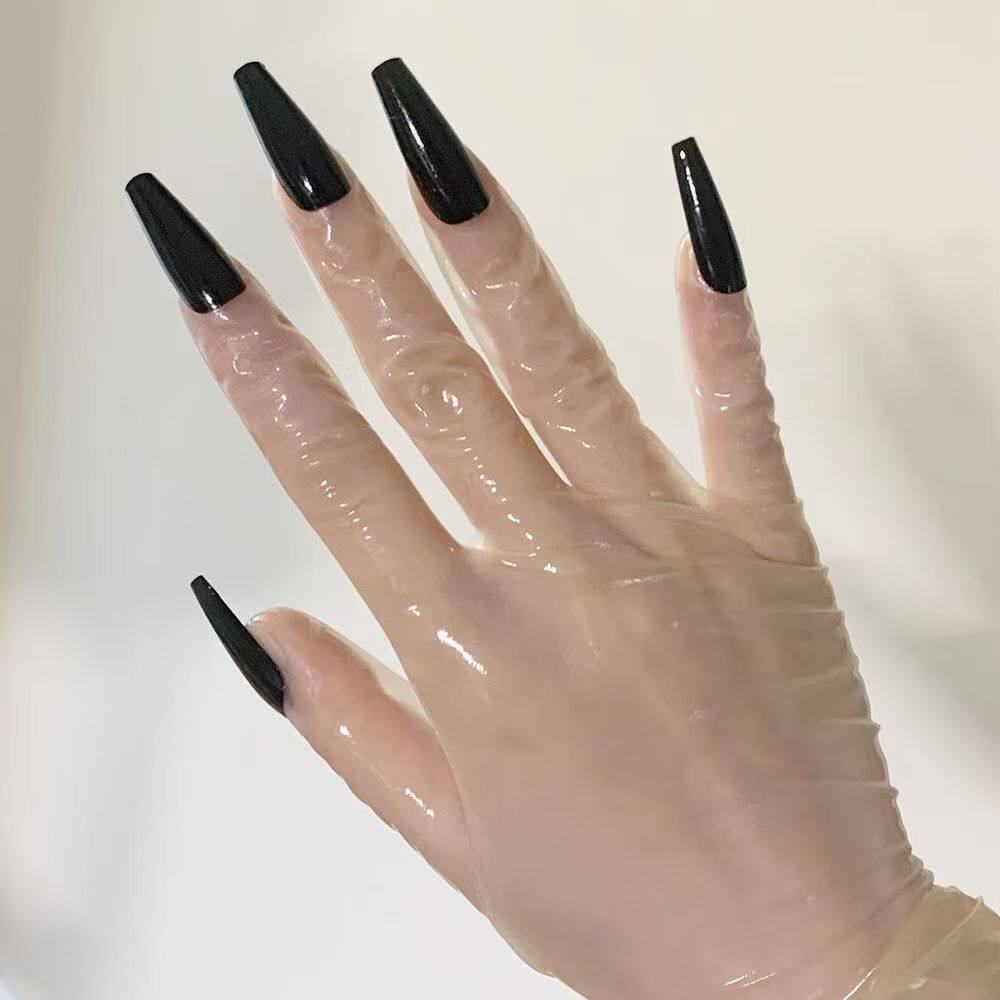 RG透明乳胶短手套Latex超薄高弹修身乳胶衣配件性感短手套