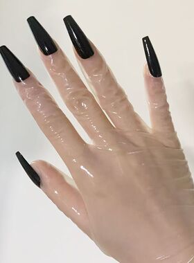 RG透明乳胶短手套Latex超薄高弹修身乳胶衣配件性感短手套