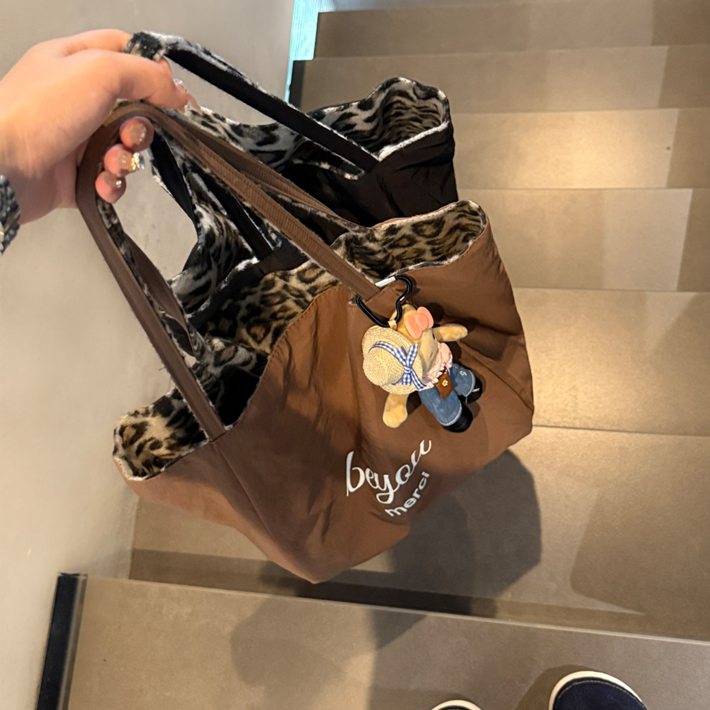 日本正品ins风豹纹单肩包