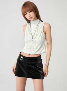 限时3折！辣妹潮款时髦短款低腰皮裙显瘦黑色a字包臀半身裙秋冬