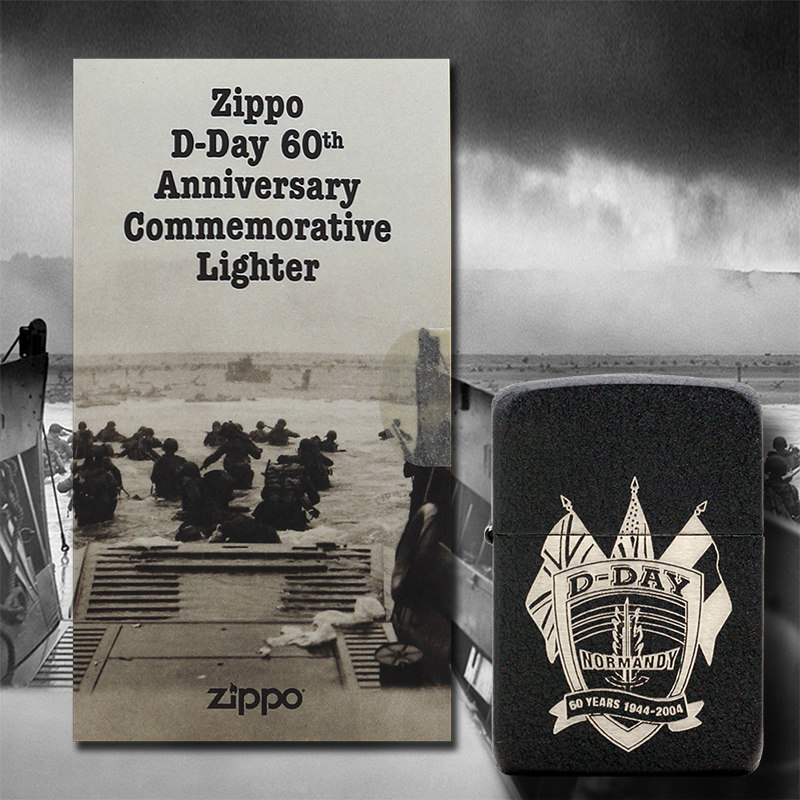 正版zippo煤油防风火机诺曼底之沙D-day登陆60周年黑裂漆收藏级
