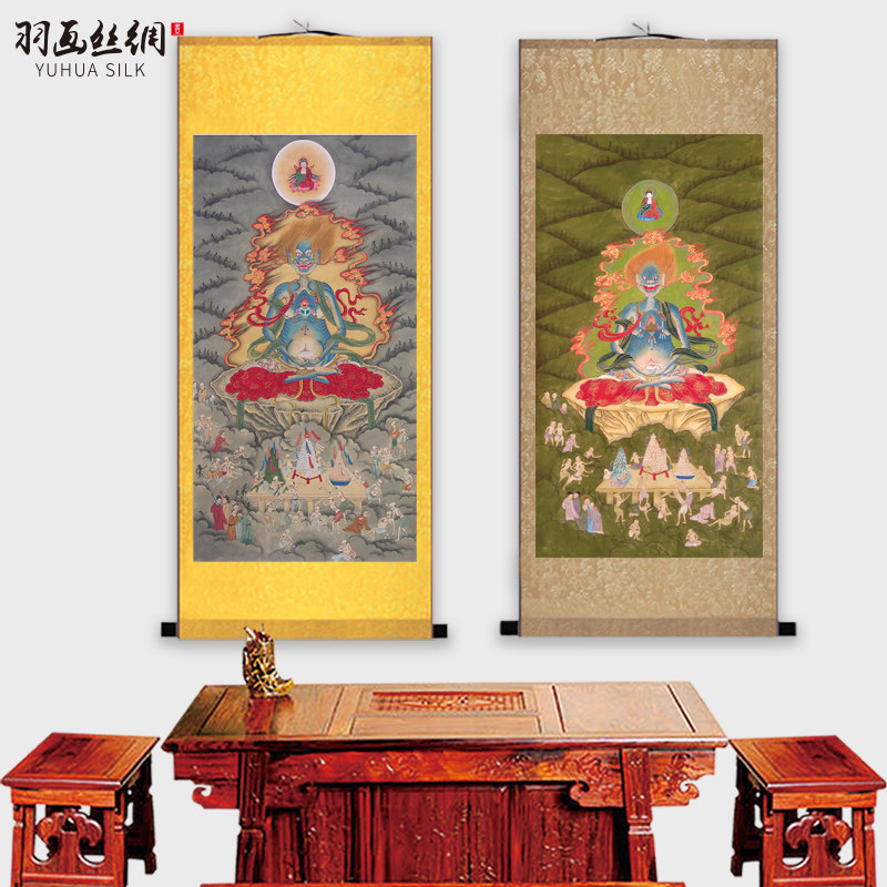 面燃大士鬼王画像丝绸画普度公大士爷水陆道场装饰画观音化身挂画