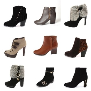 牛皮 爱意aee 裸靴短靴长靴搭扣拉链低跟方根细跟百搭女真皮短靴