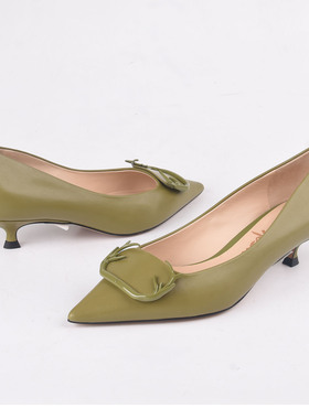 牛皮34-37恋尚萝莎Linea Rosa 绿色尖头女细低跟浅口单鞋见鹿有喜