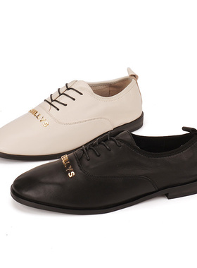 35-37头层牛皮 Shellys 系带英伦乐福鞋女春款一脚蹬皮鞋平底单鞋