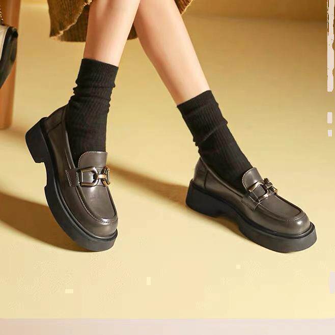 一脚蹬JK真皮鞋BABORER黑英伦风