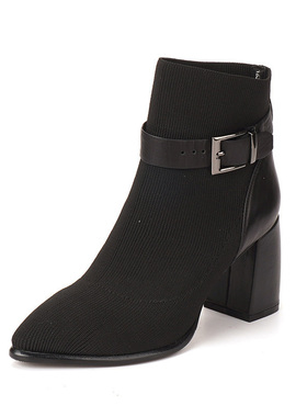 36-37/39牛皮shellys英国 秋瘦瘦短靴女粗中跟弹力女靴子短筒袜靴