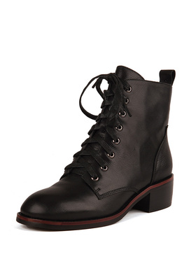 38头层牛皮shellys英国 系带新款春冬季厚底短靴子女士英伦风单靴