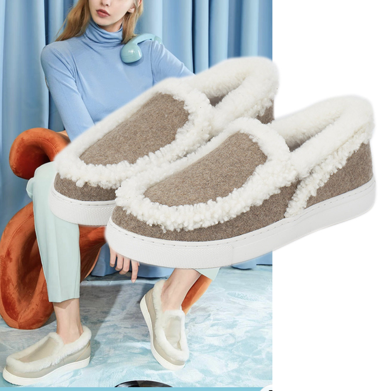 35-39上海柜台SoAmiu云端女秋款毛毛鞋外穿厚底一脚蹬乐福鞋子,女鞋,乐福鞋（豆豆鞋）,淘宝优惠券,粉丝福利购,淘宝优惠卷